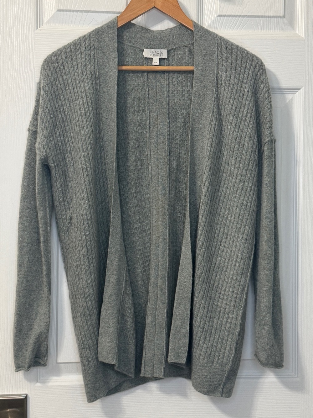 Kinross Cashmere cable knit open cardigan